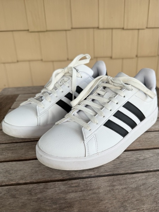 adidas Shoes - Adidas Grand Court 2.0 White Black Stripe Sneakers Women’s 7